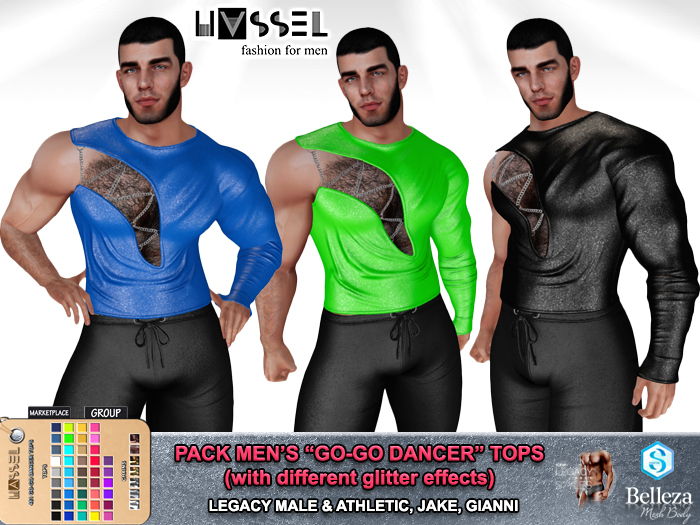(HASSEL) PACK SEXY GO-GO DANCER TOPS SHIRTS LEGACY MALE, LEGACY ATHLETIC, JAKE, GIANNI 461