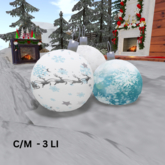 3 Christmas Balls-Baublle White-Blue