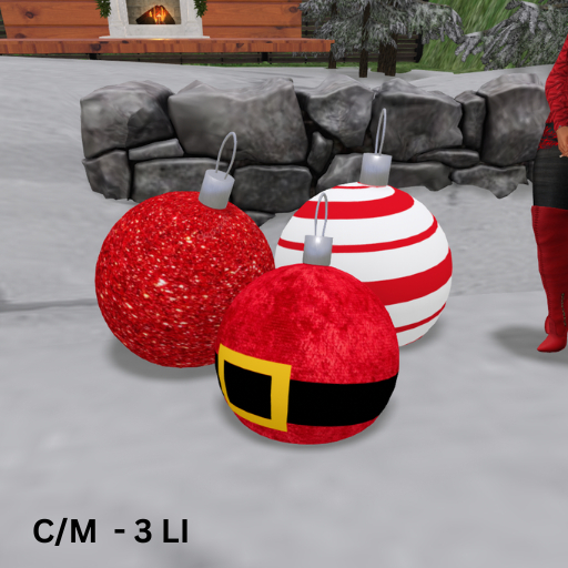Second Life Marketplace - 3 Christmas Balls-Baublle Reds