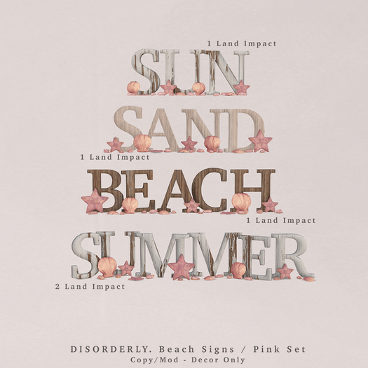 DISORDERLY. / Beach Signs / Pink Set