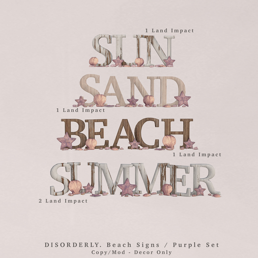 DISORDERLY. / Beach Signs / Purple Set