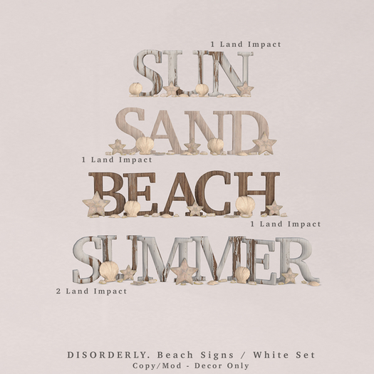 DISORDERLY. / Beach Signs / White Set