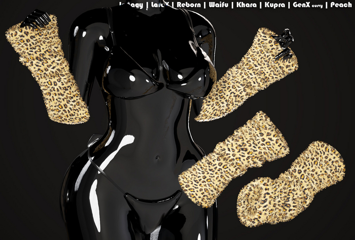 Panda Furry Gloves Leopard