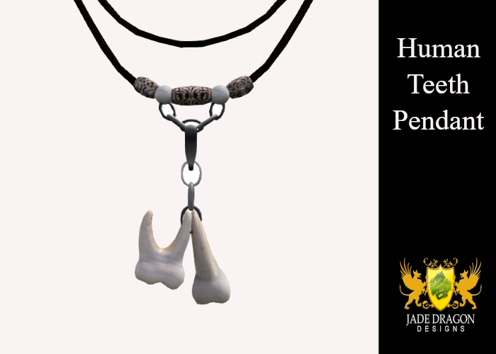 [JD] - Leather Cord with Human Teeth - Pendant  - Men's