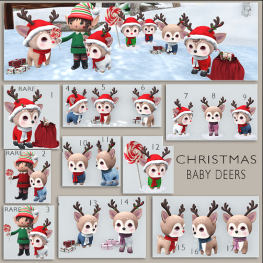 01 Bee Designs Christmas Baby Deers RARE