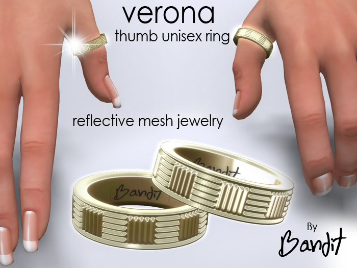 Gold ring band unisex VERONA reflective - BANDIT JEWELRY demo
