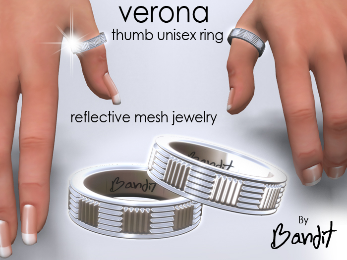 Unisex ring band platinum VERONA - BANDIT JEWELRY demo