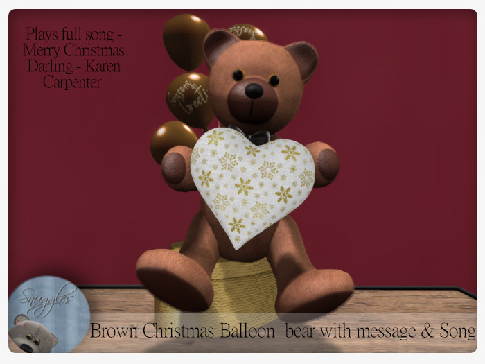 Brown Christmas Balloon  bear with message & Song 