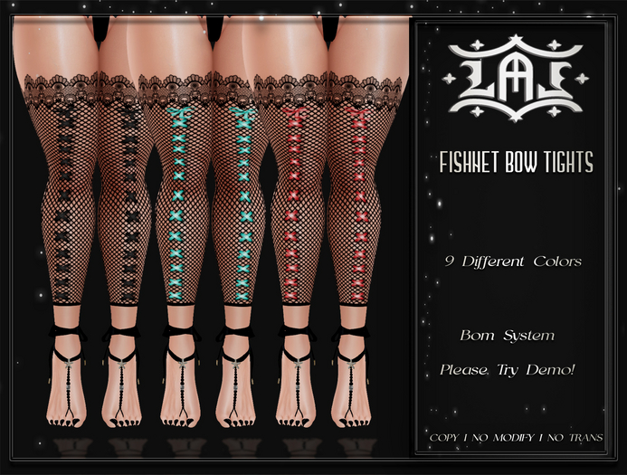 LAL-Fishnet Bow Tights Only Bom