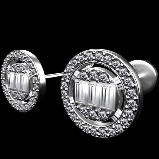 Dk-Baguette Diamond Ear Rings Sliver