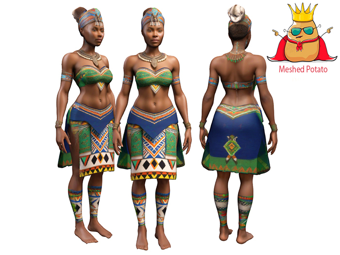 Meshed Potato - Tribal African Woman Full Perm