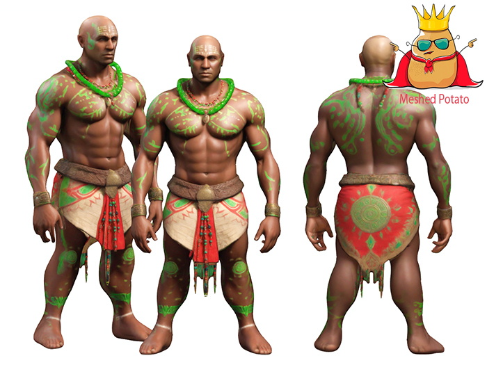 Meshed Potato - Tribal African Man  Full Perm