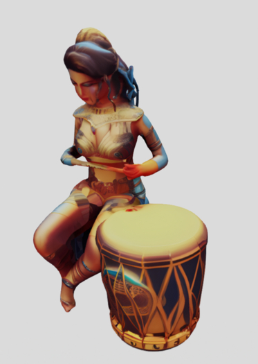 Egyptian drummer female mesh , Music 001