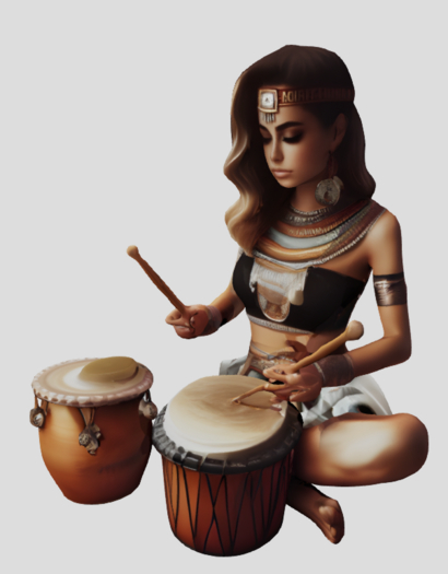 Egyptian drummer female mesh, music_002