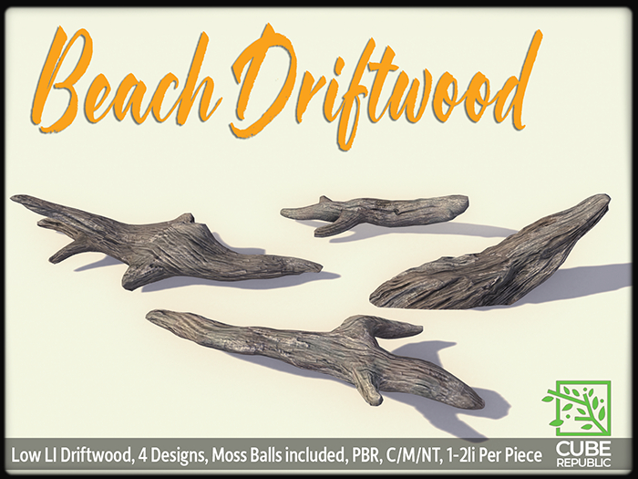 PBR Beach driftwood, tropical essentials for your beach wave scene