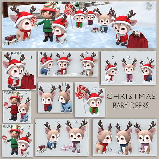 02 Bee Designs Christmas Baby Deers RARE
