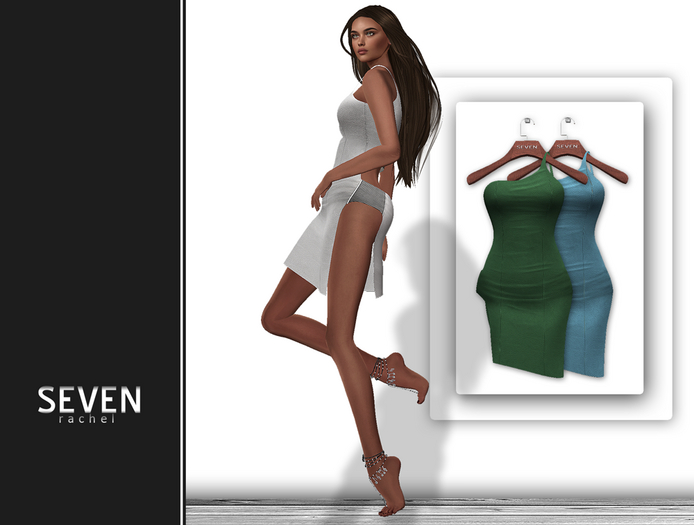 SEVEN - RACHEL mesh Dress (green - blue)