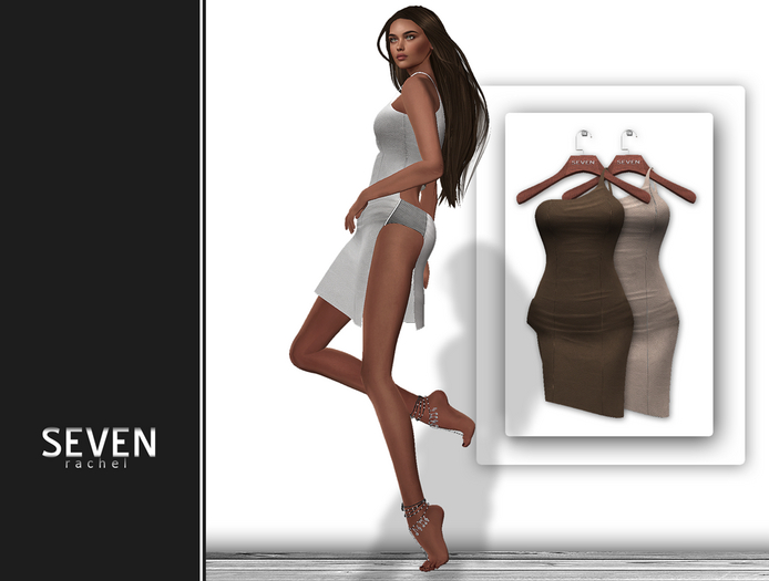SEVEN - RACHEL mesh Dress (brown - beige)