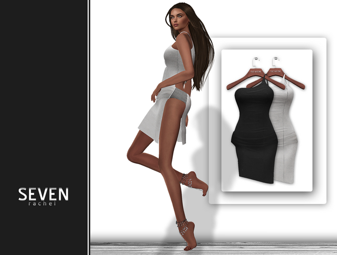 SEVEN - RACHEL mesh Dress (black - white)