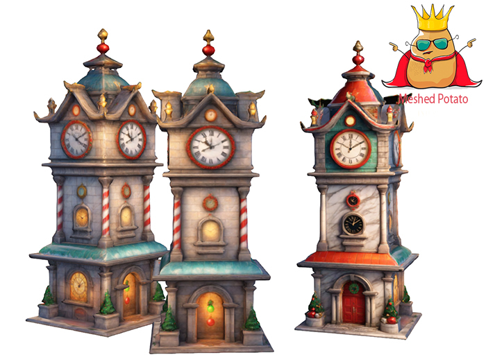Meshed Potato - Christmas Clock Figurine  Full Perm