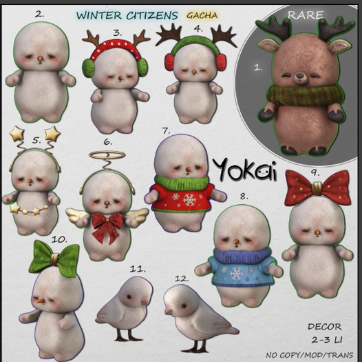 1.YOKAI - Winter Citizens - Deer Snowman RARE