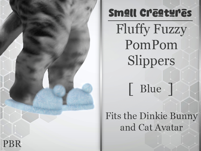 Small Creatures - Fluffy Fuzzy PomPom Slippers Blue