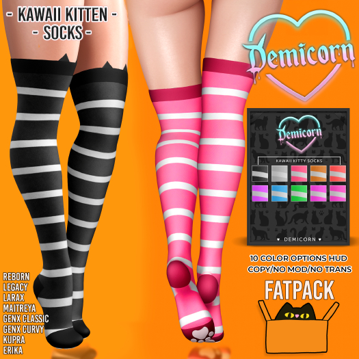DEMICORN - KAWAII KITTEN SOCKS - FATPACK