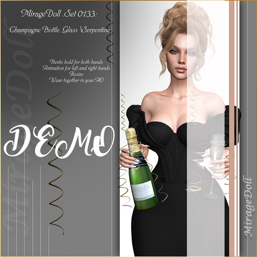 DEMO MirageDoll .Set 0133: Champagne Bottle ,Glass \Serpentine