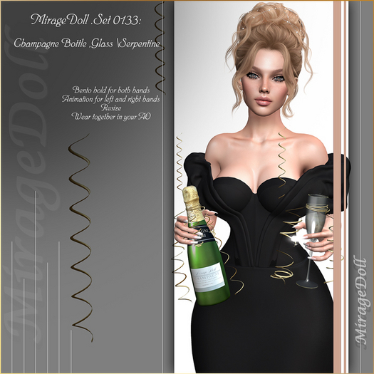 MirageDoll .Set 0133: Champagne Bottle ,Glass \Serpentine