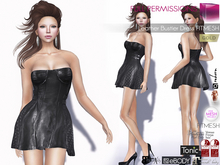 Full Perm Female Black Leather Strapless Bustier Sexy Mini Dress for Maitreya 5.3 LaraX Ebody Reborn Legacy Belleza Slnk