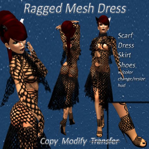 .:harmless INK:. Ragged Mesh Dress w/Heels