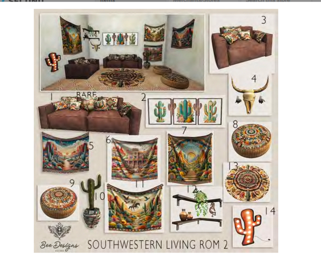 01 Bee Designs Southwestern Living room 2 RARE