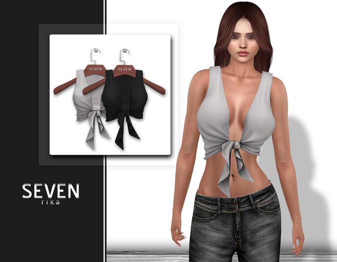 SEVEN - Rika Mesh Top (black - white)