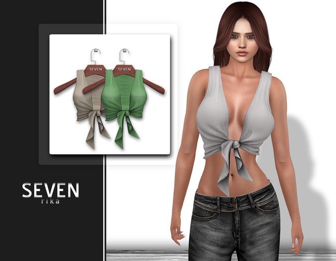 SEVEN - Rika Mesh Top (beige - green)