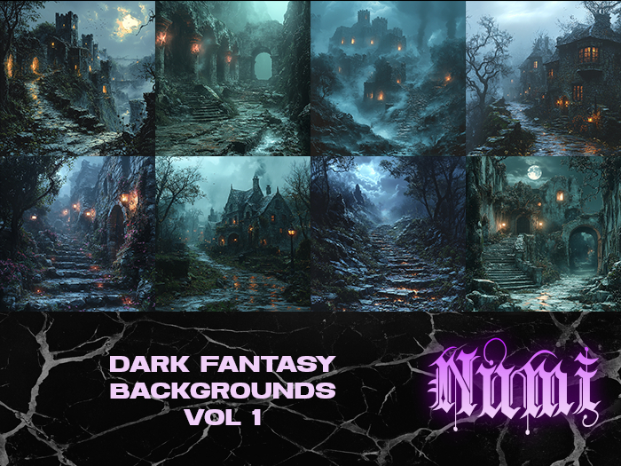 8 Dark Fantasy Backgrounds VOL 1 – Mystical and Dramatic Photography Backdrops