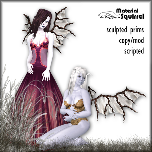 Sculpted Twig Fairy Wings in White - Scripted
