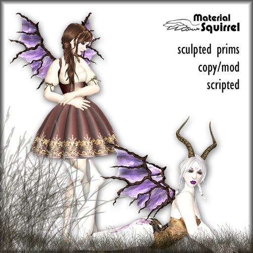 Sculpted Twig Fairy Wings in Purple - Scripted Wings