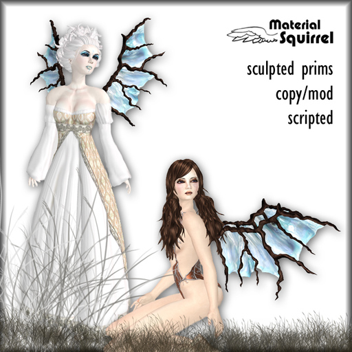 Sculpted Twig Fairy Wings in Blue - Scripted