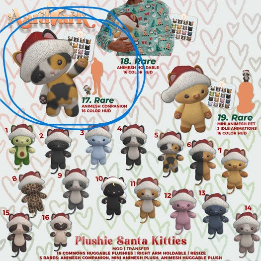 17. Aardvark : Plushie Santa Kitties [REZ] RARE