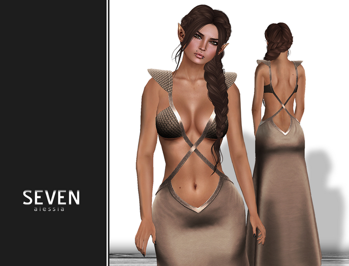 SEVEN - ALESSIA mesh DRESS (beige)