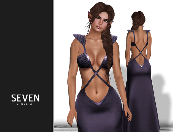 SEVEN - ALESSIA mesh DRESS (plum)