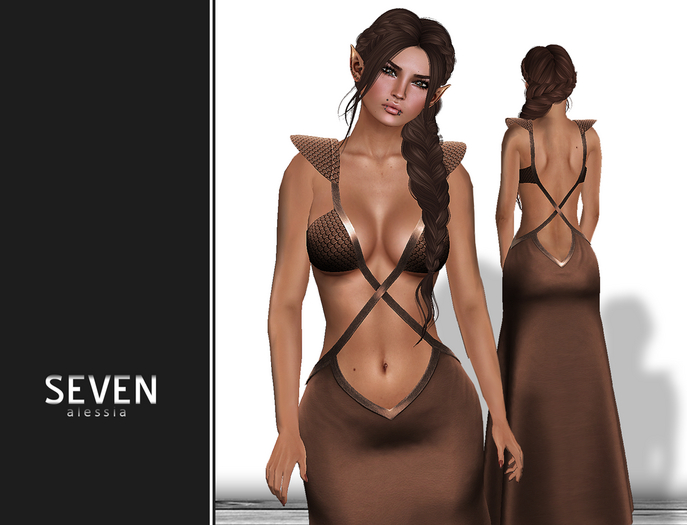 SEVEN - ALESSIA mesh DRESS (brown)