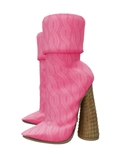 Hollyhood Spur Boots - Pink Knit