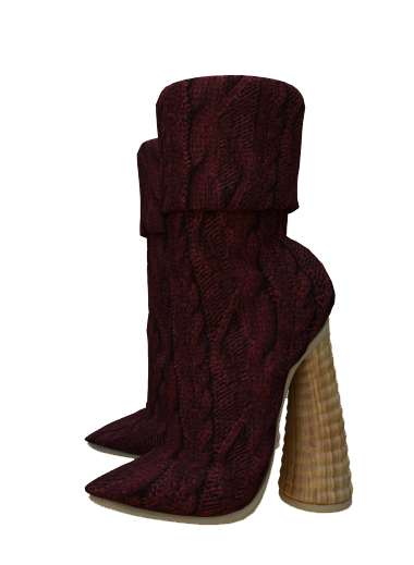 Hollyhood Spur Boots - Maroon Chunky Knit