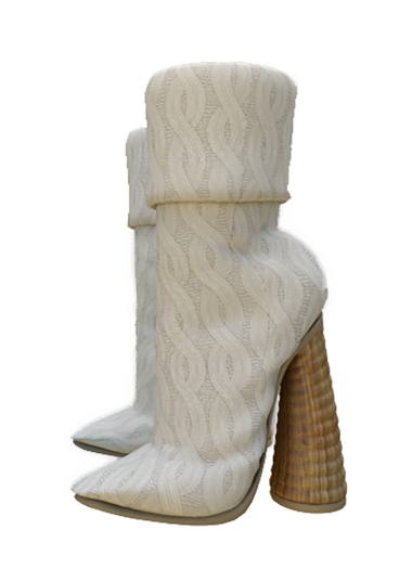Hollyhood Spur Boots - Ivory Knit