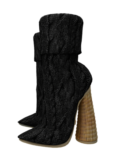 Hollyhood Spur Boots - Black Chunky Knit
