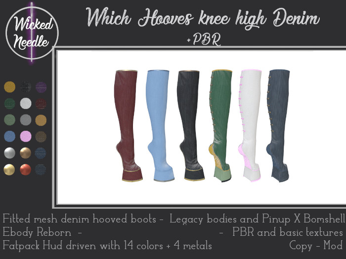 ~W-N~ Witch's hooves knee high Boots Denim+ PBR