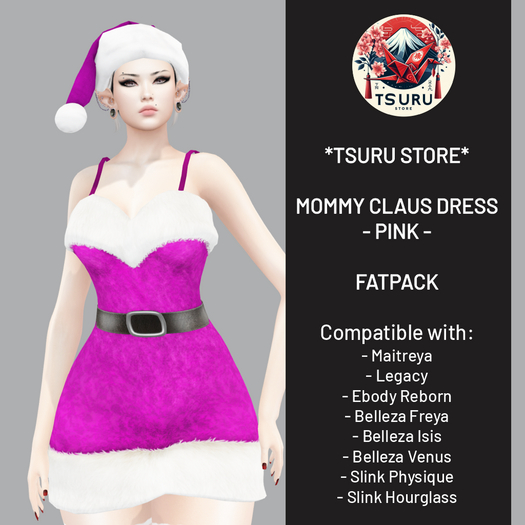 *Tsuru Store* Christmas Mommy Claus Dress - Pink