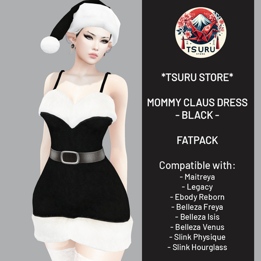 *Tsuru Store* Christmas Mommy Claus Dress - Black