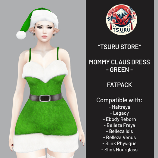 *Tsuru Store* Christmas Mommy Claus Dress - Green
